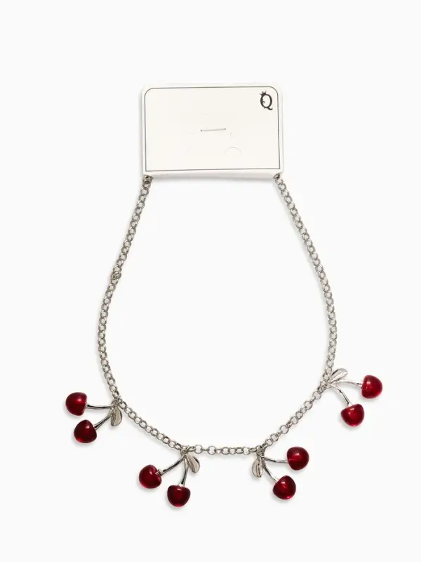 Цепь с подвесками Цепь с подвесками "Вишня", 40+удл, цвет красный в серебре