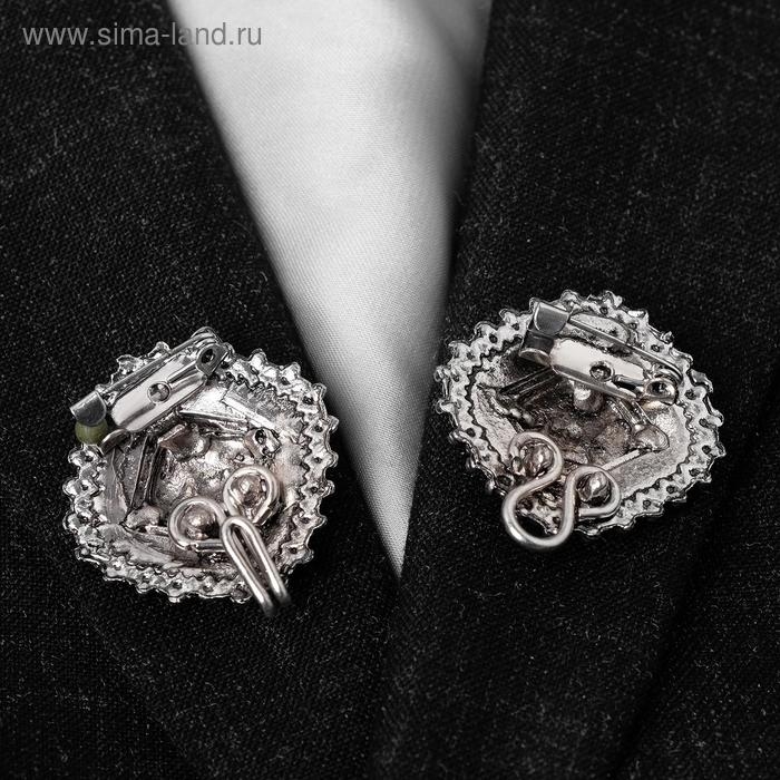 Зажим для кардигана «Квадраты», цвет синий в чернёном серебре Зажим для кардигана «Квадраты», цвет синий в чернёном серебре