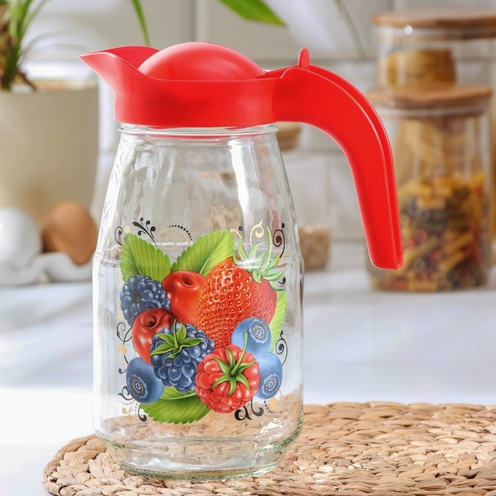 Кувшин с крышкой «Ягодный фреш», стеклянный, 1,5 л, с крышкой
