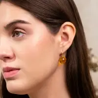 Серьги &laquo;Шар №14&raquo;, пластик, жёлтые в золоте