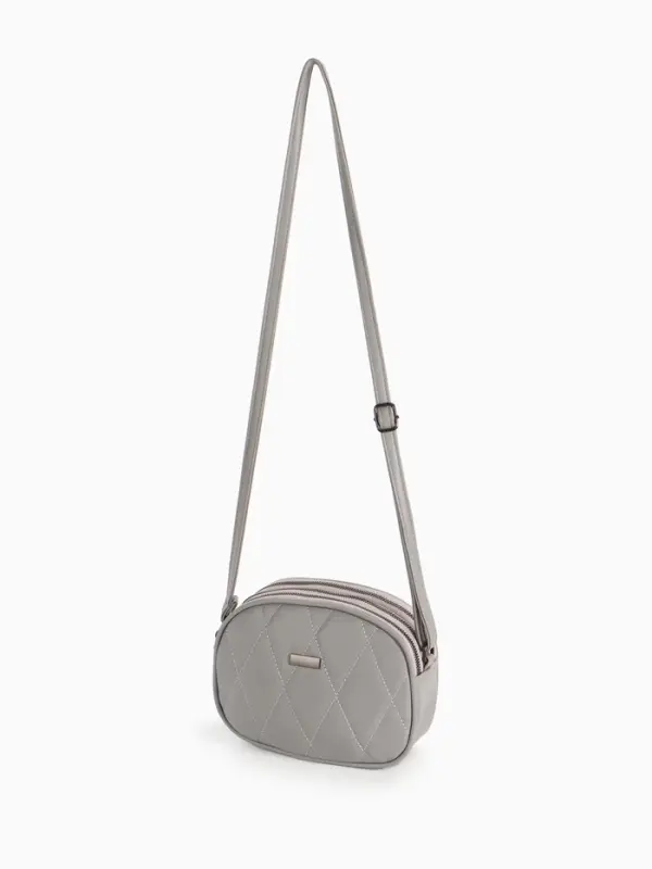 Сумка женская кросс-боди на молнии, 19&times;7&times;15 см, со стёжкой, серая