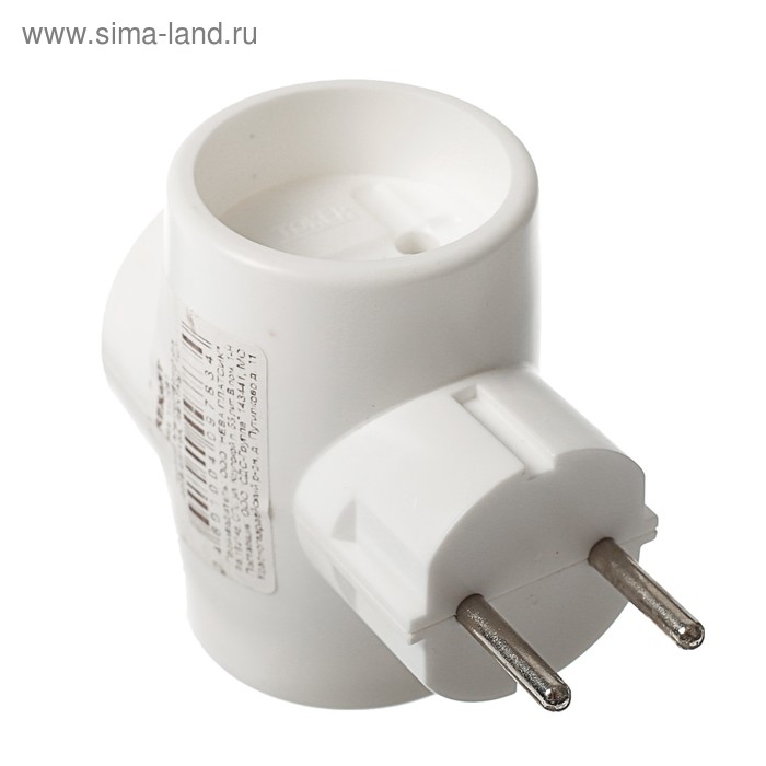 Тройник электрический TOKER,6-10 A, без з/к, белый Тройник электрический TOKER,6-10 A, без з/к, белый