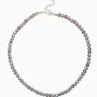 Чокер из бисера &laquo;Хрусталь&raquo;, бензиновый в серебре, 37 см + 5 см доп, цепочка