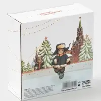 Салатник новогодний Доляна &laquo;Московский мишка&raquo;, 580 мл, 15.5&times;6 см, фарфор, белый