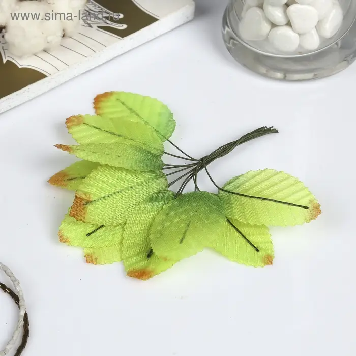 Декор для творчества "Лист березы" осенний (1 набор=1 букету) в букете 12 шт