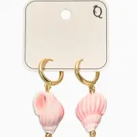 Серьги "Морской мир" ракушечка маленькая, цвет пыльно-розовый в золоте