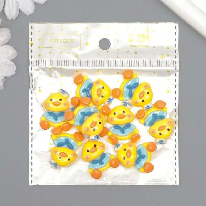 Декор для творчества пластик "Уточка жёлтая, матрос" 2,7х2х1 см
