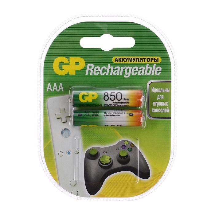 Аккумулятор GP, Ni-Mh, AAA, HR03-2BL, 1.2В, 850 мАч, блистер, 2 шт. Аккумулятор GP, Ni-Mh, AAA, HR03-2BL, 1.2В, 850 мАч, блистер, 2 шт.