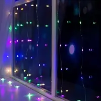 Гирлянда &laquo;Занавес&raquo; 1.6&times;1.6 м, роса, IP20, серебристая нить, 160 LED, свечение мульти, 8 режимов, 220 В