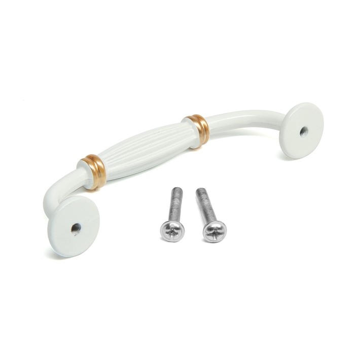 Ручка-скоба ТУНДРА PC176BL LIGHT, м/о 96 мм, цвет белый с золотом, 4 шт TMP