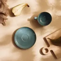 Чайная пара SL Home &laquo;Аззура&raquo;, 2 предмета: чашка 300 мл, блюдце d=16.7 см, фарфор, бирюзовая