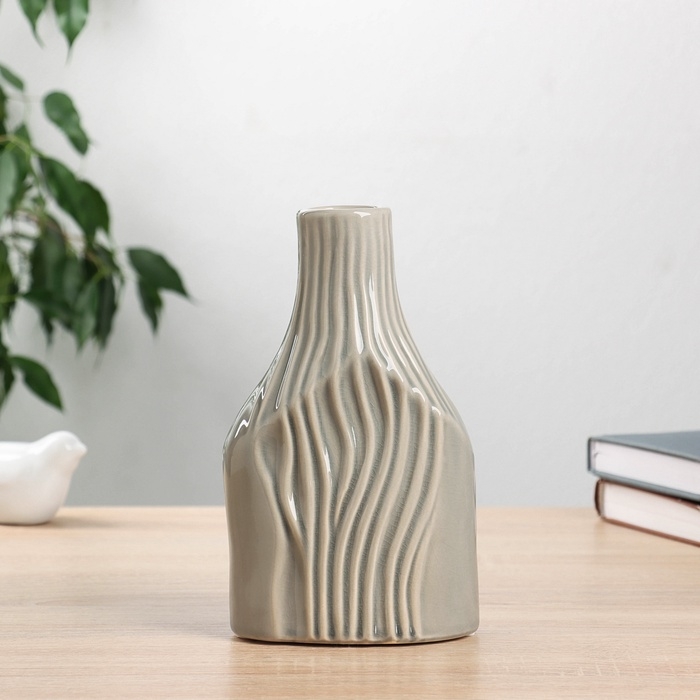 Ваза керамика настольная Ваза керамика настольная "Аурора" 20,5х12 см, серый