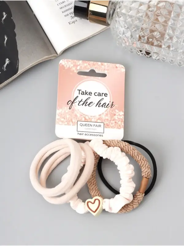 Резинка для волос QF «Жанет», набор 5 шт., нежность, 5 см