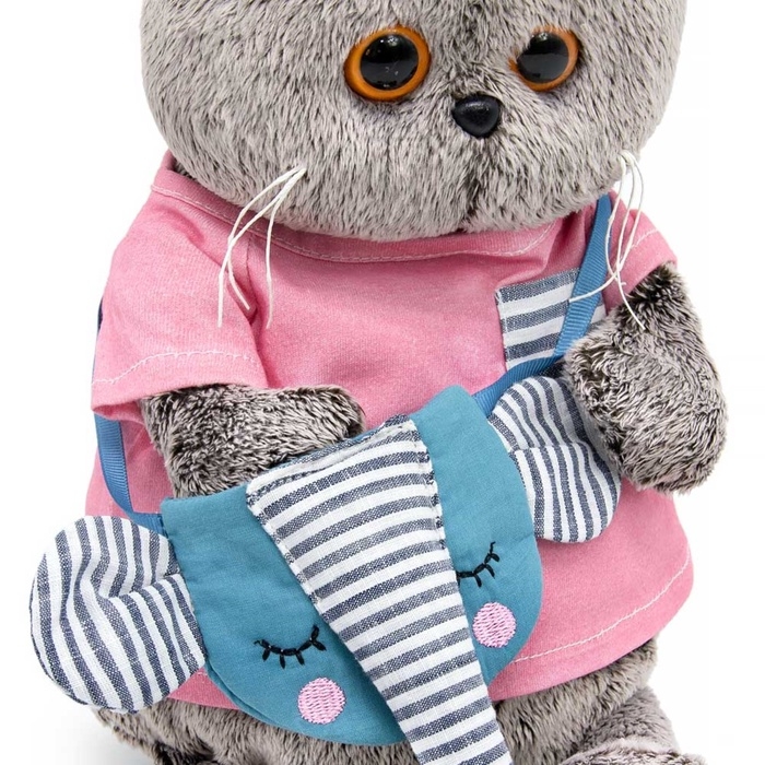 Мягкая игрушка  Мягкая игрушка "Басик в футболке и с сумочкой - слоником", 19 см Ks22-172