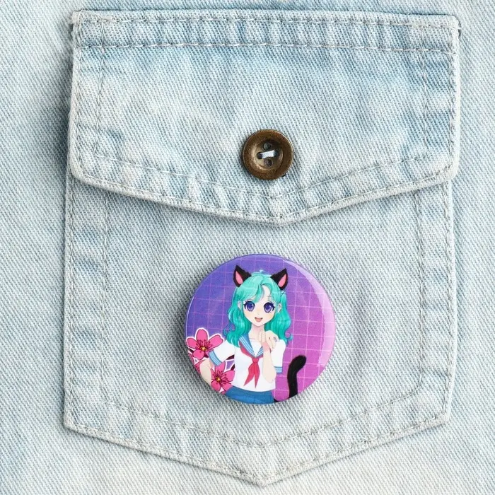 Значок закатной аниме «Девушка с ушками», d=3.8 см Значок закатной аниме «Девушка с ушками», d=3.8 см