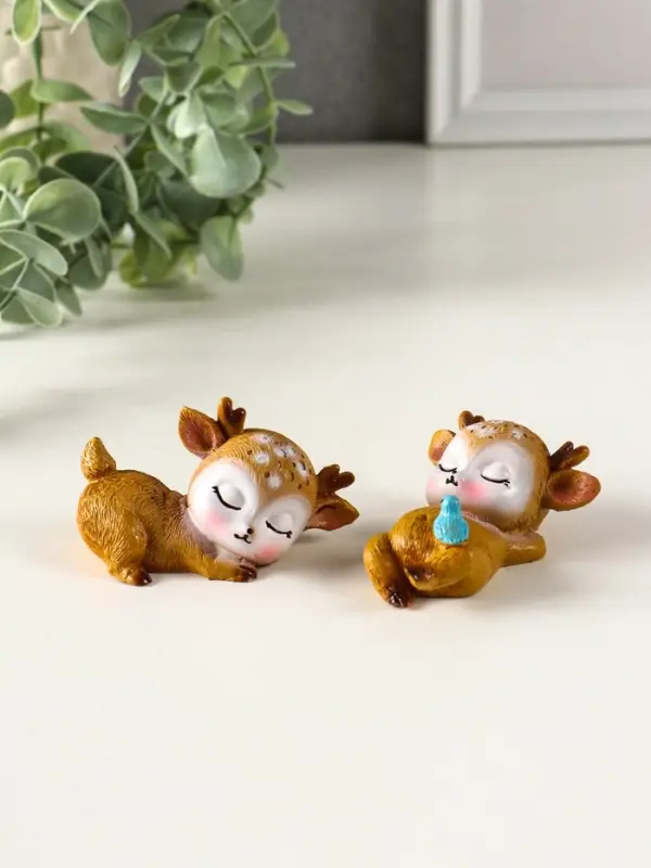 Фигурка полистоун &laquo;Милый спящий оленёнок&raquo;, 7.2&times;3.3&times;3.8 см, МИКС