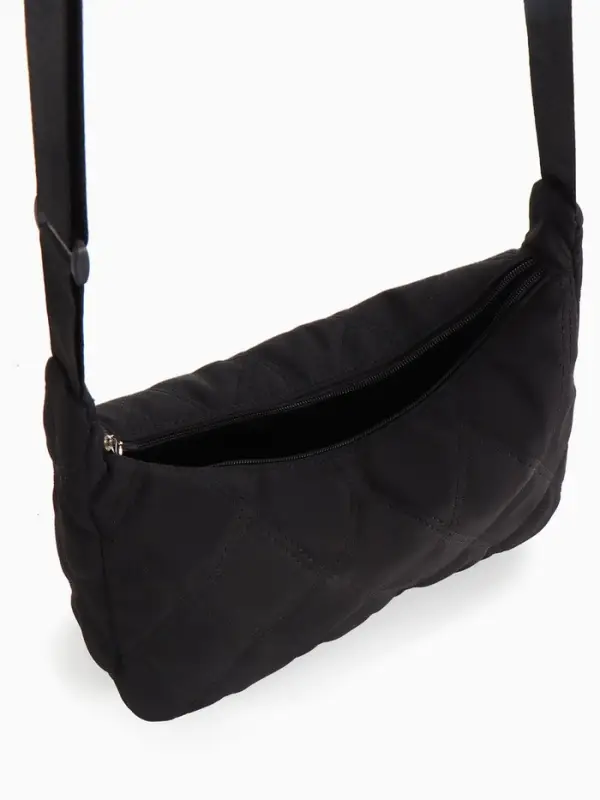 Сумка женская багет на молнии, 30&times;10&times;19 см, чёрная