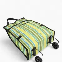 Сумка тележка хозяйственная &laquo;Полосы&raquo;, складная, на липучке, 2 колеса, 32&times;13&times;52 см, зелёная