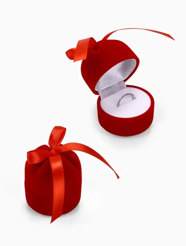 Футляр бархатный под кольцо, серьги &laquo;Подарочек&raquo;, 5&times;5&times;6 см, красный, вставка белая