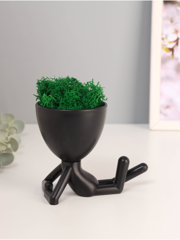 Кашпо пластиковое "Мистер Грин на лайте" 9,7*12*7,3 см черный