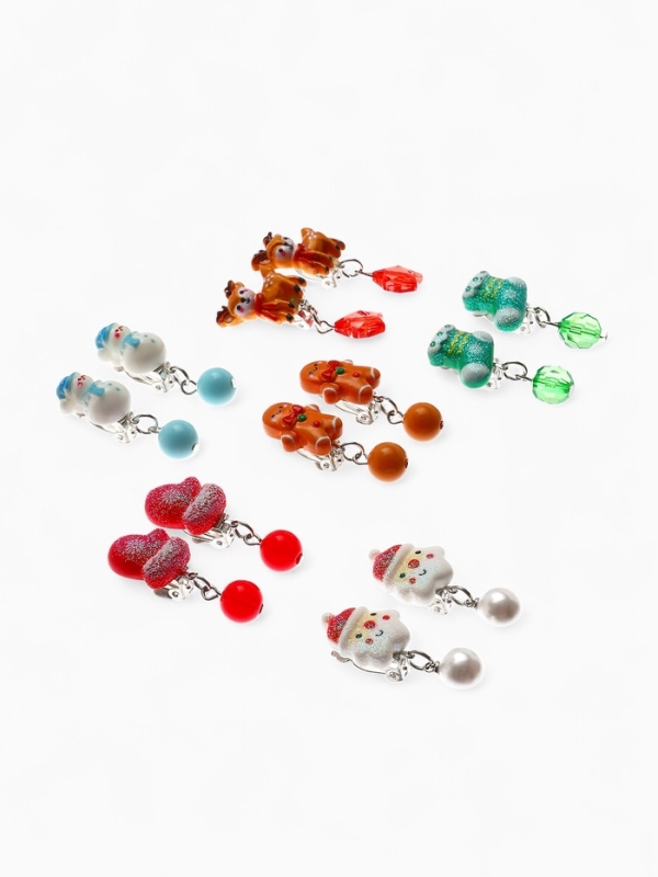 Клипсы детские набор 6 пар Клипсы детские набор 6 пар "Выбражулька" в форме елки, форма МИКС, цвет МИКС