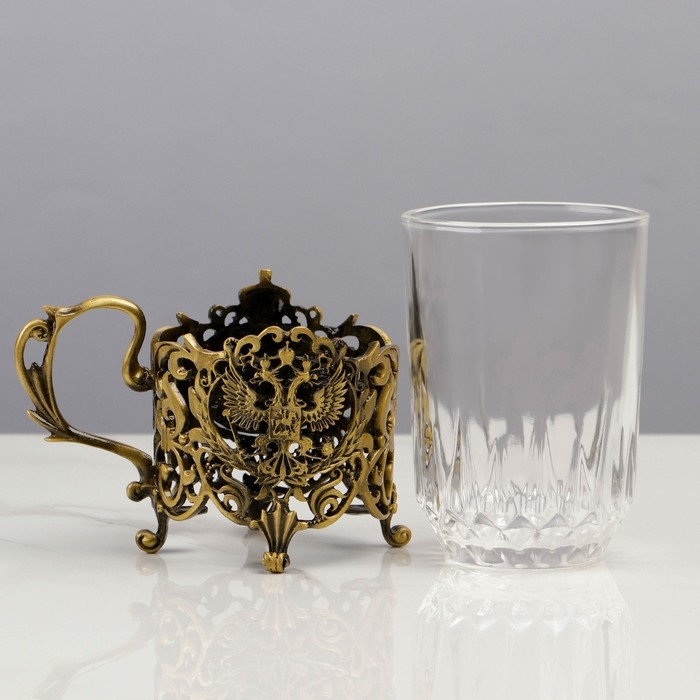 Подстаканник со стаканом  Подстаканник со стаканом "Настоящий мужчина",12,5 х 12,5 х 13 см