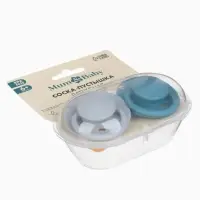 Соски-пустышки, от 6 мес., латекс, классические, в контейнере, набор из 2 шт., серый/серо-синий, M&B