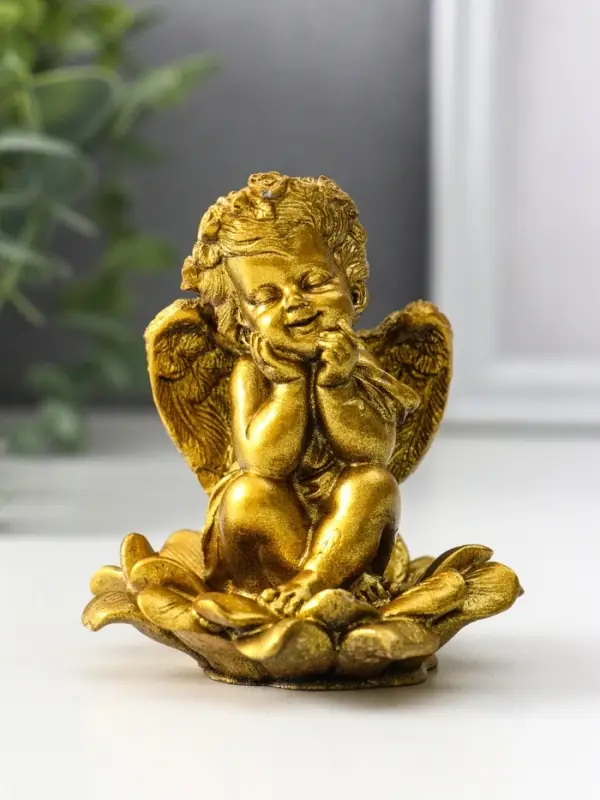 Фигура «Ангел на цветке», 8.5×7.5×7 см, золото