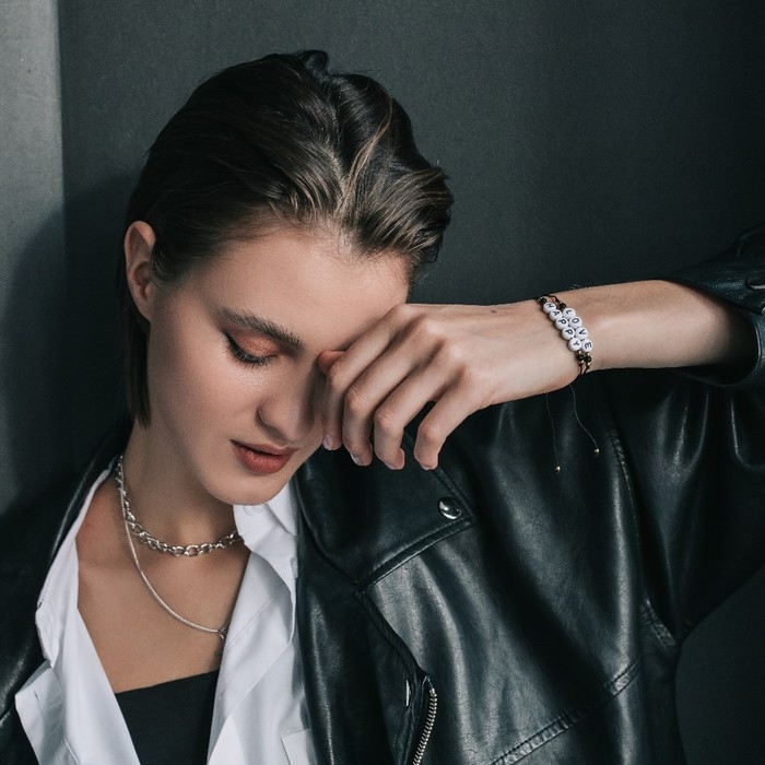 Браслеты «Неразлучники» бусины любовь и счастье, цвет чёрно-белый, 7 см