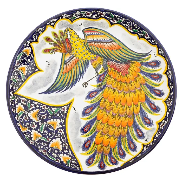 Ляган узбекский Риштанская Керамика &laquo;Жар-птица&raquo;, d=36 см, МИКС