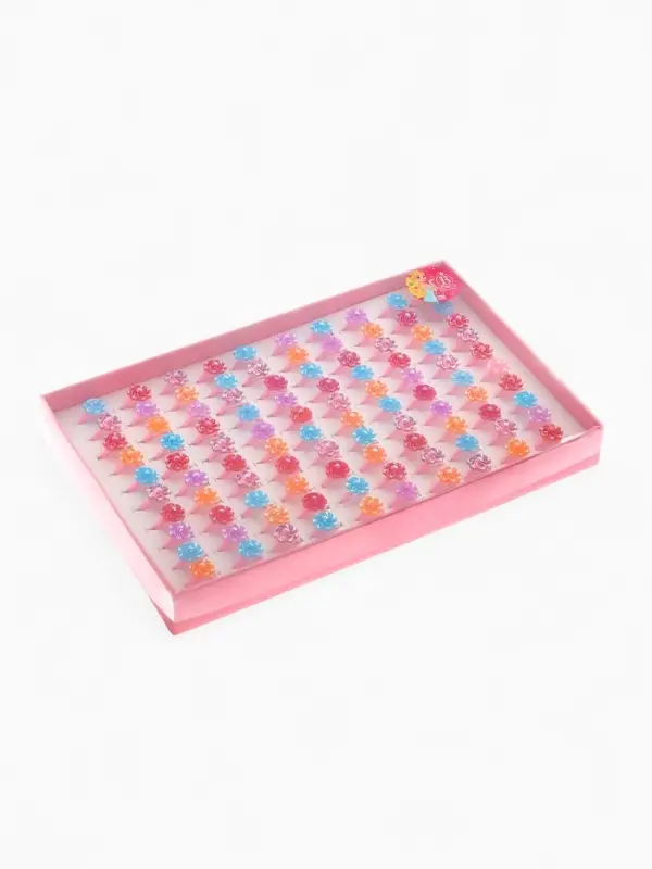 Кольцо Выбражулька «Цветочки», блеск, безразмерное, фасовка 100 шт., МИКС Кольцо Выбражулька «Цветочки», блеск, безразмерное, фасовка 100 шт., МИКС