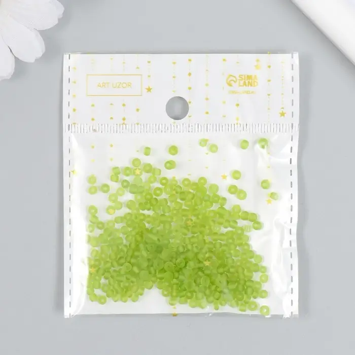 Бисер стекло 8/0  Бисер стекло 8/0 "Матовый полупрозрачный. Горчица" 10 гр