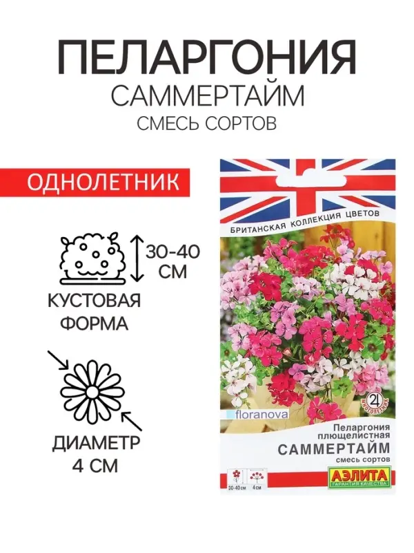 Семена Цветов Пеларгония &laquo;Саммертайм&raquo;, смесь сортов, 3 шт.
