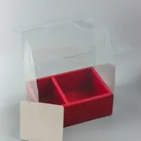 Коробка с PVC для цветов и десертов 26&times;18&times;30 см, красный