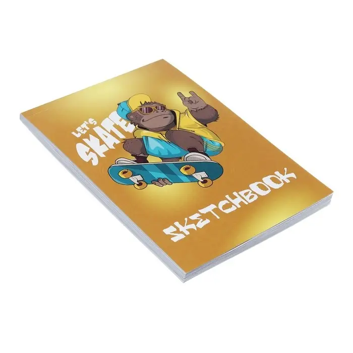 Скетчбук А5, 40 листов на склейке по короткой стороне "Скейтер", обложка мелованный картон, блок 100 г/м&sup2;