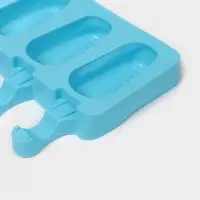 Форма для мороженого Доляна &laquo;Эскимо в глазури&raquo;, силикон, 18.5&times;12.3&times;2.5 см, 4 ячейки, синяя