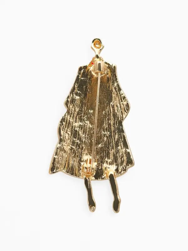 Брошь &laquo;Дама в пальто&raquo;, эмаль, красная в золоте