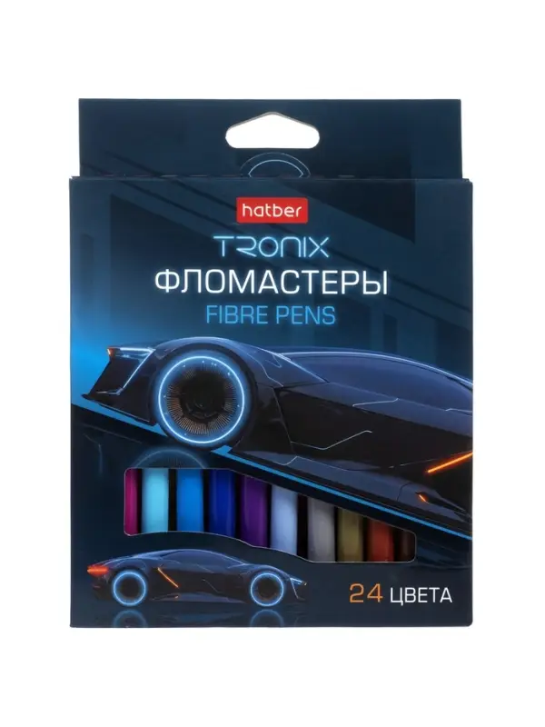 Фломастеры 24цв, Hatber, ТРОНИКС, карт.уп, европодвес 94011