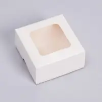 Коробка складная, крышка - дно, с окном, белая, 8×8×4 см