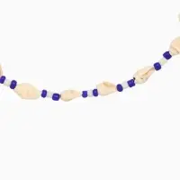 Браслет на ногу, анклет, длина 20 см, белый, синий Браслет на ногу, анклет, длина 20 см, белый, синий