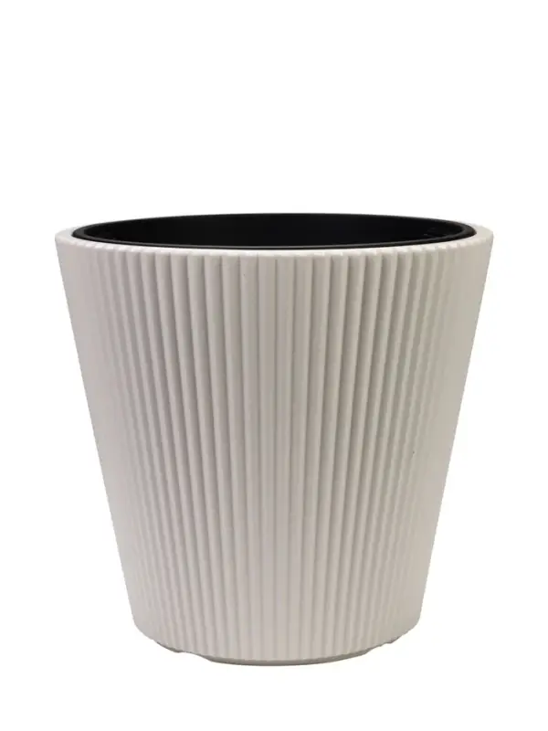 Кашпо для цветов &laquo;Стрип&raquo;, 30 л, d=39 см, h=37 см, пластиковое, со вставкой, бежевое