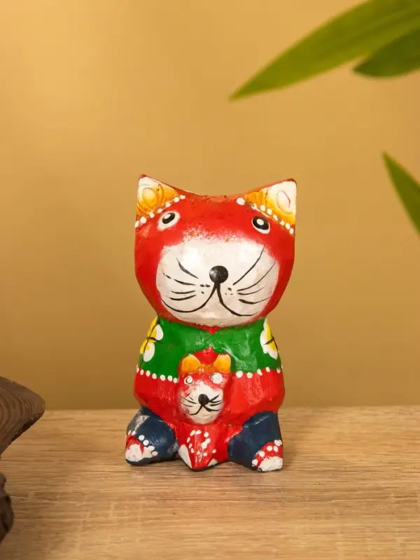 Сувенир интерьерный "Котики" 5х5х8 см, дерево, цв. красный