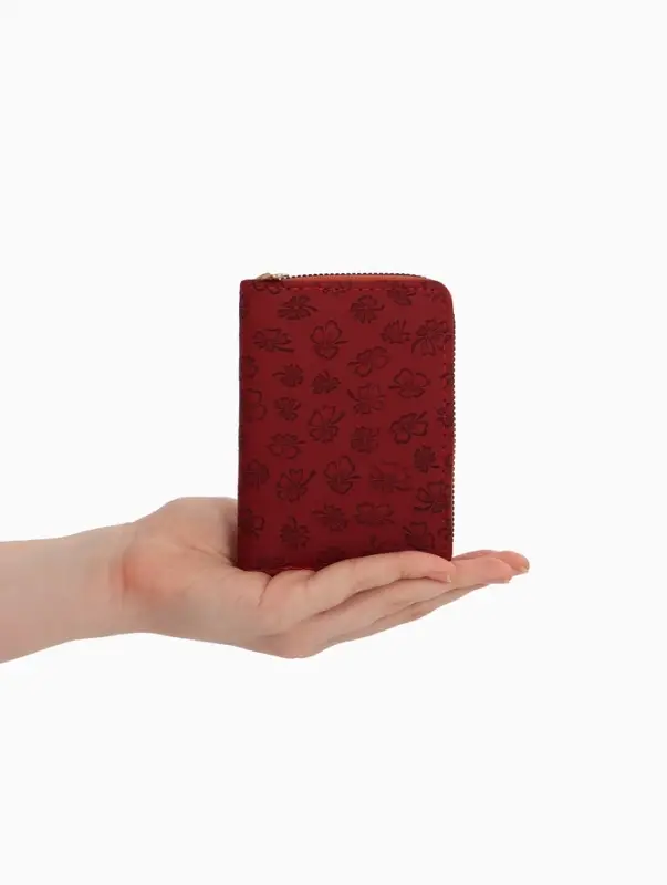 Кошелёк на молнии, 13&times;2&times;9 см, с принтом, бордовый