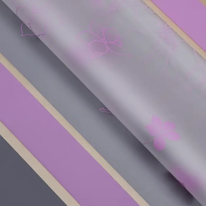 Пленка для цветов матовая, «Цветы с каймой», 58×58 см, сиреневый