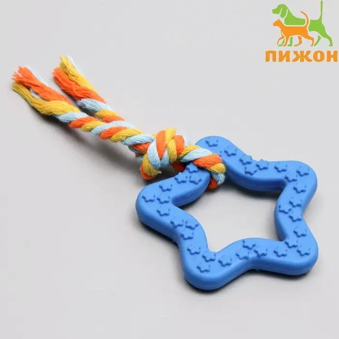 Игрушка жевательная с канатом &laquo;Звезда с хвостом&raquo;, синяя