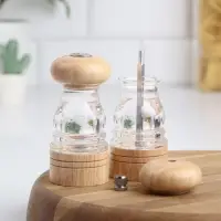 Набор мельниц для соли и перца Доляна, 2 предмета: 10.5&times;5 см, 11.5&times;5 см, прозрачный