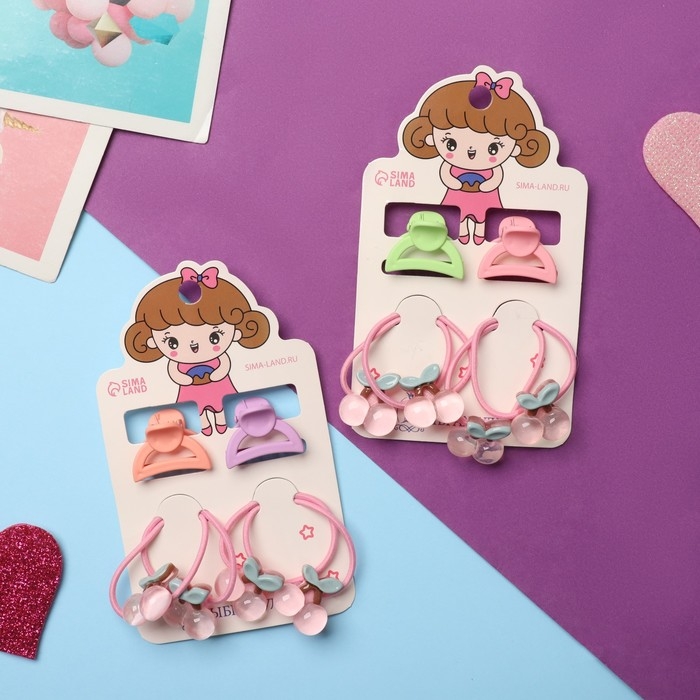 Набор для волос Набор для волос "Малышка" (4 резинки,2 краба) ягодки