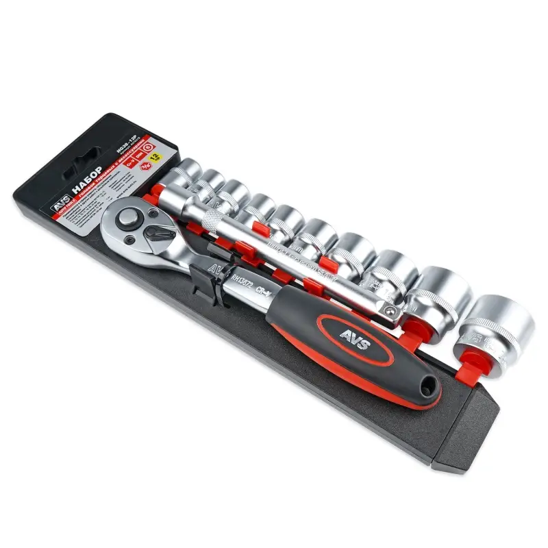 Набор головок торцевых с аксессуарами 3/8"DR (10-24 мм) (12 предметов) AVS NG38-12P