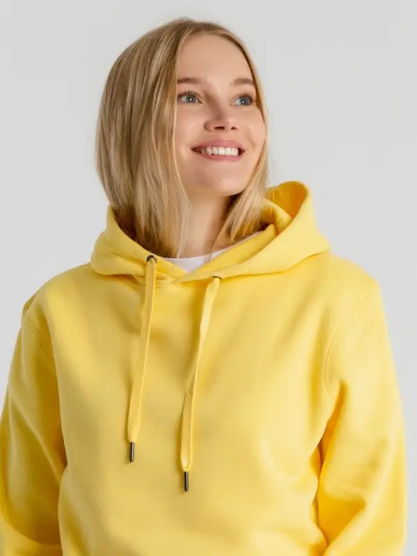 Толстовка с капюшоном унисекс King, желтая, размер S