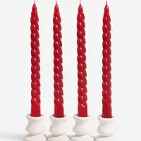 Свечи витые 2.2&times;25.5 см, набор 4 шт., бордовые